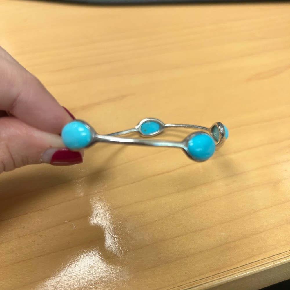 Ippolita Rock Candy Turquoise and Sterling Silver Five Stone Bangle